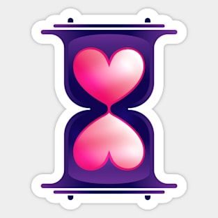 Hourglass Pink Hearts Love Time Sticker